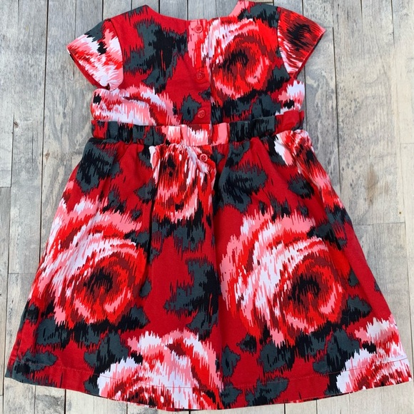 Baby Gap Red and Black Floral Dress Size 3 - Picture 5 of 5